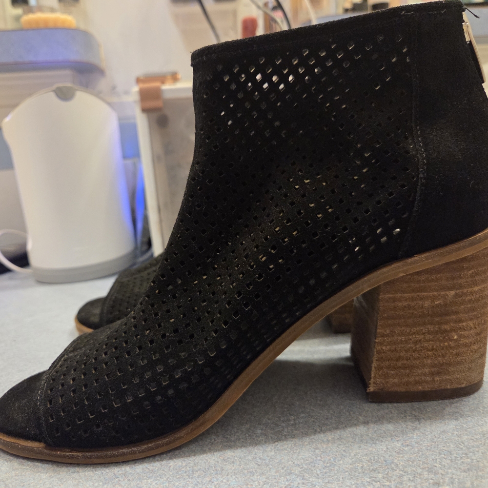 Vince Camuto Black Perforated Ankle Booties